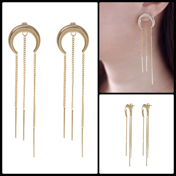 wanderlust + co Jewelry - WANDERLUST + CO 🌙Lunette Chain Earrings NWT